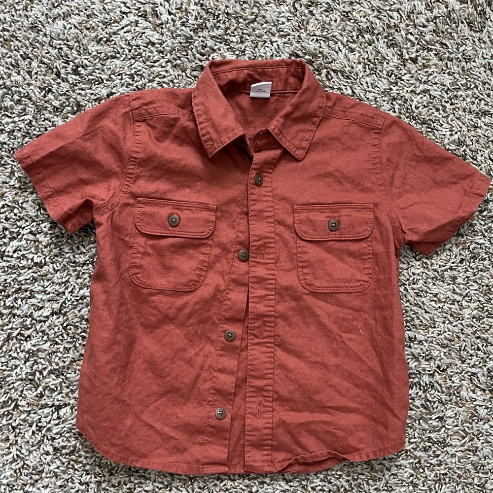 NWOT Old Navy Short Sleeve Terracotta Button-Up Shirt 2T
